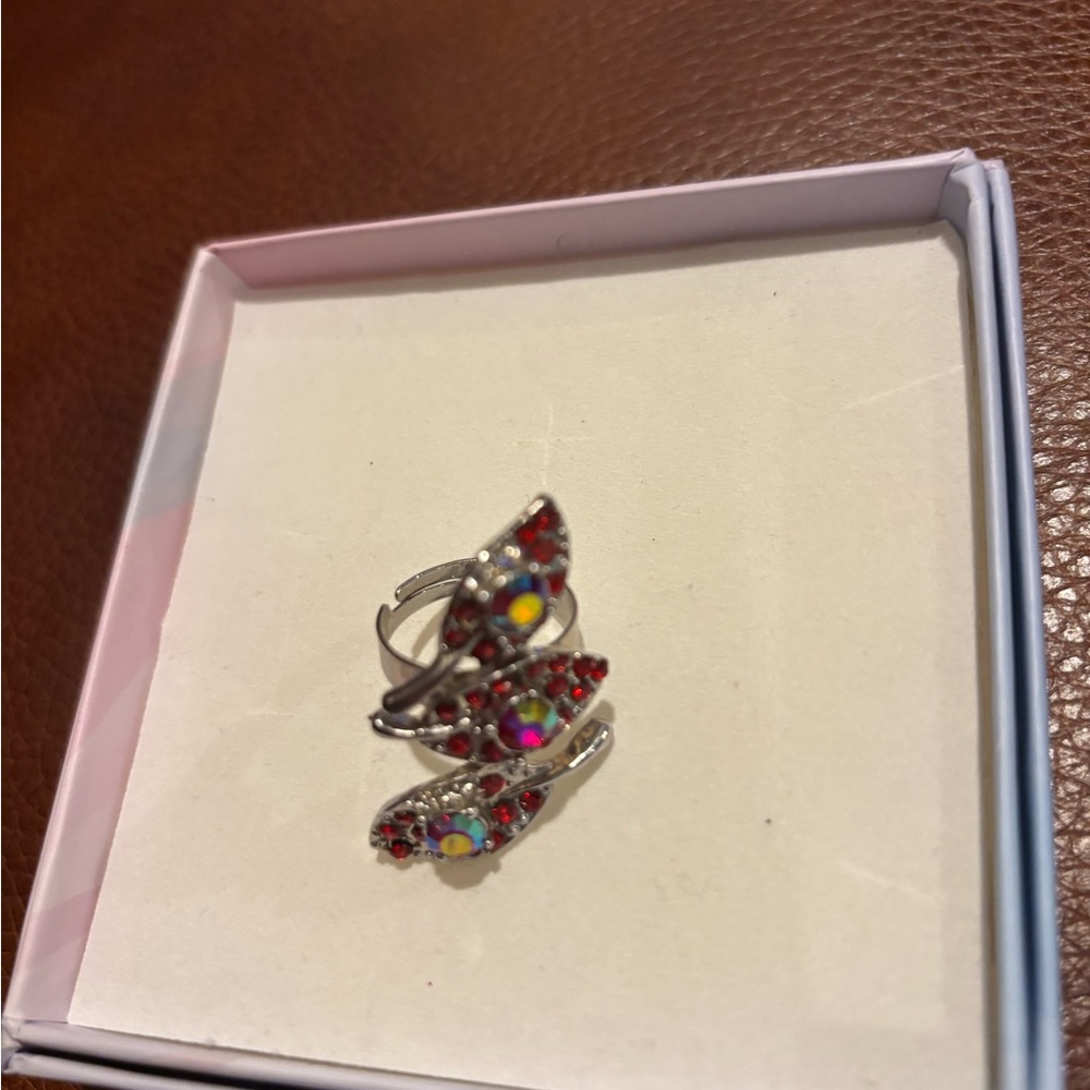 Colorful Rhinestone Bow Ring